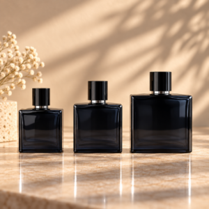 Black Square Glass Refillable Perfume Spray Bottle
