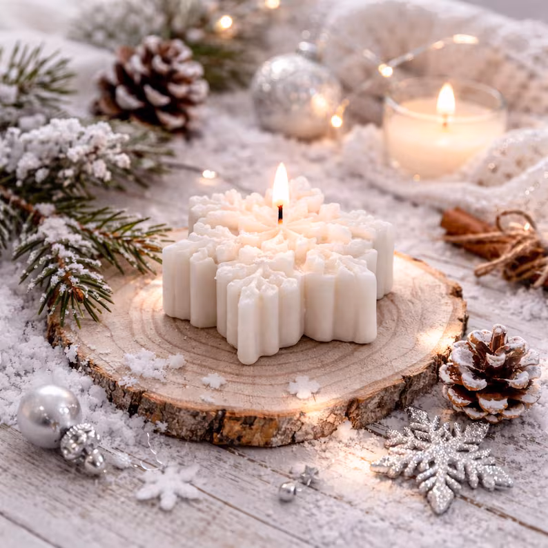 Handcrafted Natural Soy Snowflake Candle