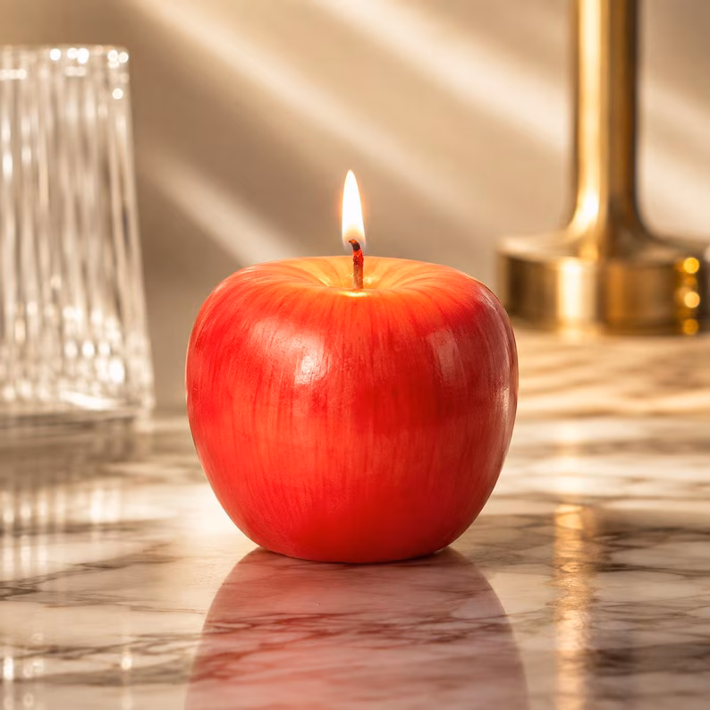 Handmade Beeswax Apple Candle