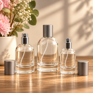 Minimalist Clear Round Glass Perfume Spray Bottle