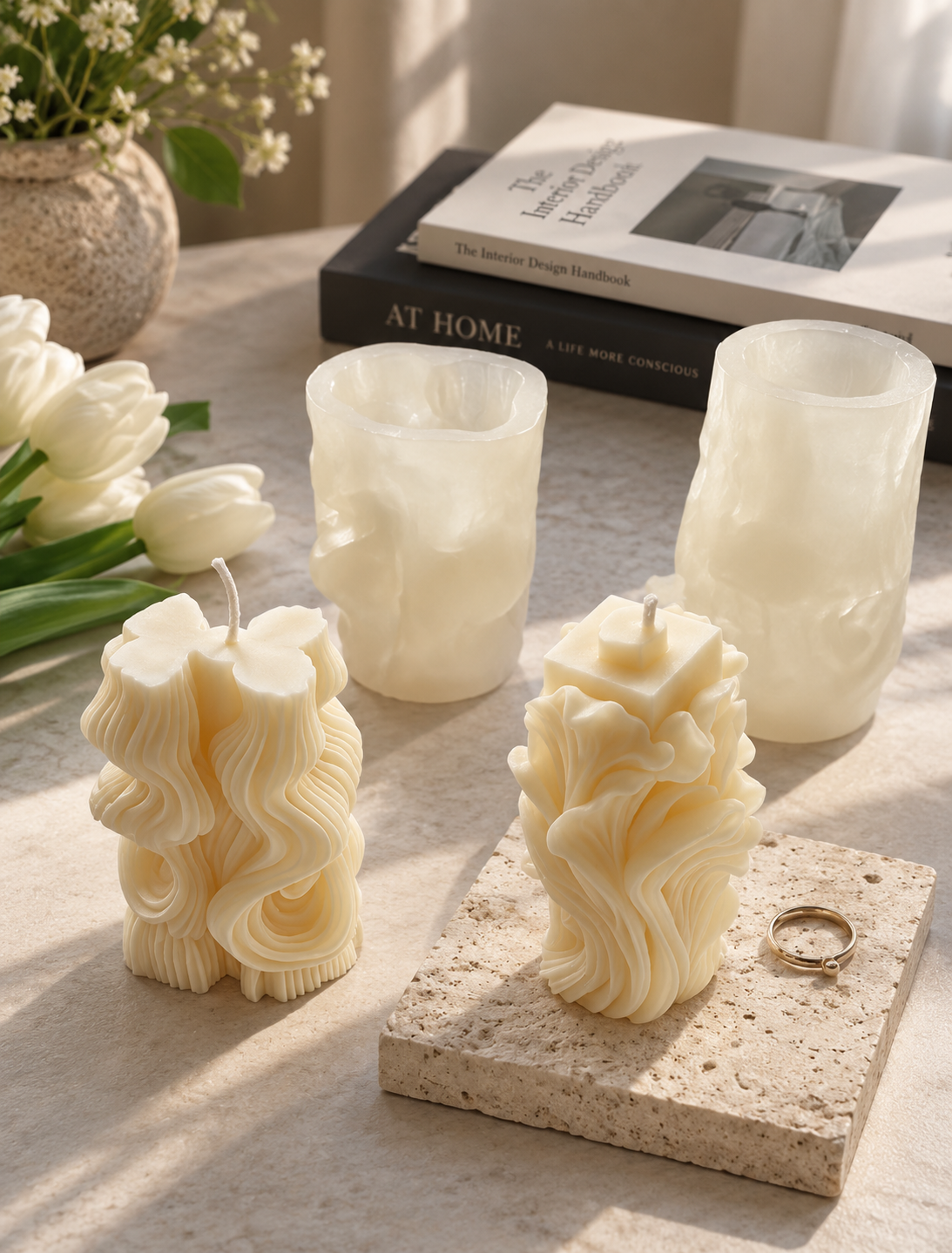 Modern Sculptural Pillar Candle