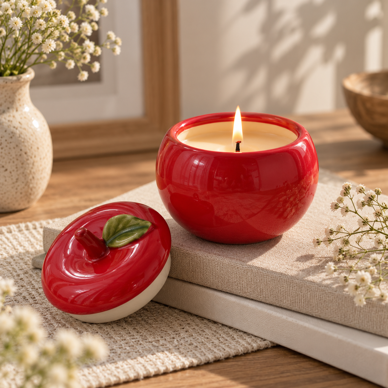 Red Apple Ceramic Soy Wax Candle