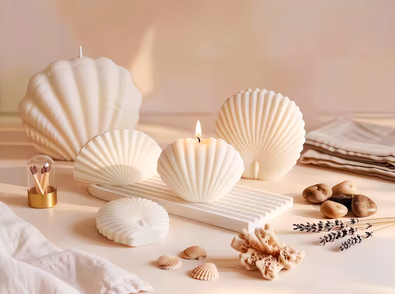 Shell Coral Shaped Decorative Candle Set